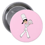De Druk van de Chef-kok van het meisje Speldbutton