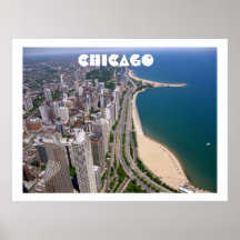 De druk van het het panoramaposter van Chicago