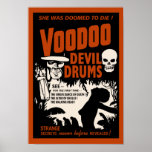 De Duivel van het voodoo trommelt Vintage Poster