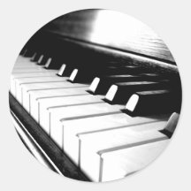 De elegante Zwarte & Witte Fotografie van de Piano Ronde Stickers