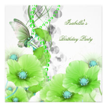 De fête d'anniversaire papillon blanc floral de ve cartons d'invitation