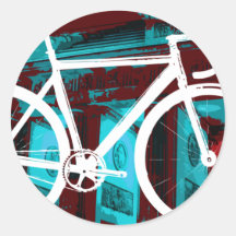 De Fiets Berlijn van het spoor - rood blauw Ronde Stickers