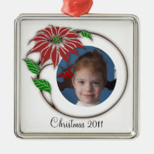 De Foto van de Kroon van poinsettia Kerstboom Ornament