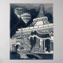 De Franse Negatieve Druk van de Collage V1 Poster