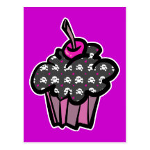 de gekruiste knekels van de gothicschedel cupcake wens kaart