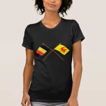 De gekruiste Waalse van het Gebied Vlaggen van Bel T Shirts