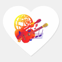 De gitarengradiënt van het wereldbol hartvormige sticker