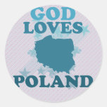 De god houdt van Polen Ronde Stickers