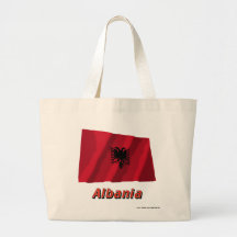 De Golvende Vlag van Albanië met Naam Tas