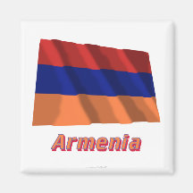 De Golvende Vlag van Armenië met Naam Koelkast Magneet