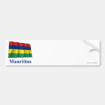 De Golvende Vlag van Mauritius met Naam Bumperstickers