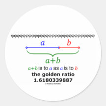 De gouden Verhouding (Wiskunde 1.6180339887) Ronde Stickers