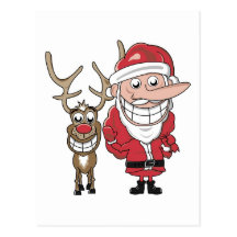 De grappige Kerstman en Rudolph van de Cartoon Wens Kaarten