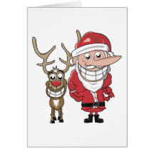 De grappige Kerstman en Rudolph van de Cartoon Wenskaart