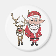 De grappige Kerstman en Rudolph van de Cartoon Magneet