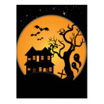 de griezelige Halloween vector van de spookhuisscè Wenskaart