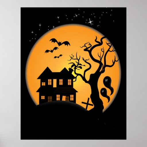 de griezelige Halloween vector van de spookhuisscè Plaat