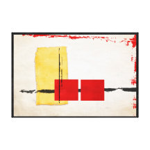 De grimmige Minimalistische Moderne Gele Rode Zwar Canvas Afdruk
