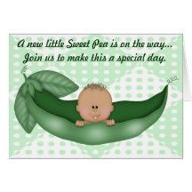 De groene Erwt van het Baby shower in een Uitnodig Wenskaarten
