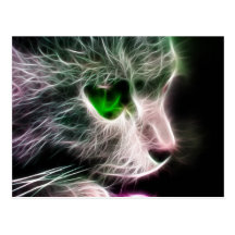 De Groene Eyed Kat van Fractalius Wenskaarten