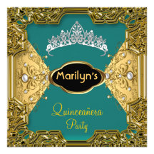 De groene Partij van de Verjaardag van Quinceañera Persoonlijke Aankondiging