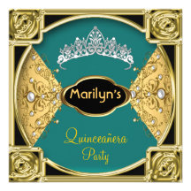 De groene Partij van de Verjaardag van Quinceañera Persoonlijke Uitnodiging