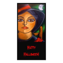 De GROTE EYED Kaart van HALLOWEEN van de HEKS Persoonlijke Fotokaarten