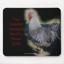 De Haan van Wyandotte op zwarte Mousepad- past aan Muismat