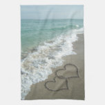 De Harten van het zand op het Strand Keukenhanddoek