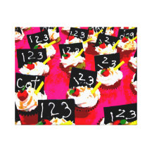 De herhaling van de leraar cupcake op roze achterg stretched canvas prints