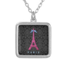 De hete Roze Toren van Eiffel in faux schittert Gepersonaliseerde Ketting