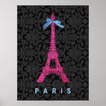 De hete Roze Toren van Eiffel in faux schittert Poster