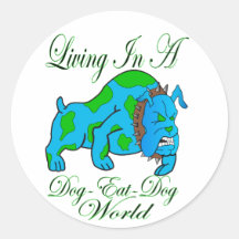 De hond eet Hond Ronde Stickers