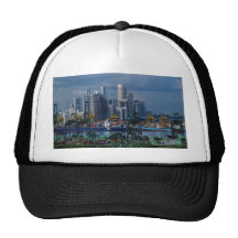 De horizon van Singapore met de Haven van de Conta Petten Met Netje