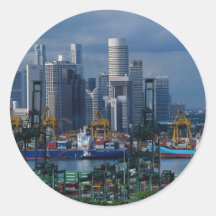 De horizon van Singapore met de Haven van de Conta Ronde Stickers