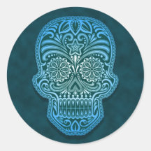 De ingewikkelde Blauwe Schedel van de Suiker Sticker