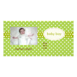 De jongen van het baby/photocards/olijf/groen/stip gepersonaliseerde fotokaarten