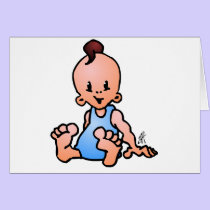 De jongenszitting van het baby kaarten