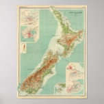 De Kaart van de Atlas van Nieuw Zeeland Poster