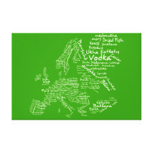 De kaart van het voedsel van Groen Europa - Gallerij Wrapped Canvas