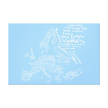 De kaart van het voedsel van Lichtblauw Europa - Canvas Afdruk