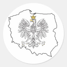 De Kaart van Polen met Eagle Ronde Stickers