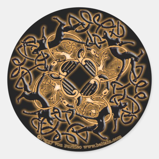 De Keltische Zwarte Stickers van de Kat Knotwork,