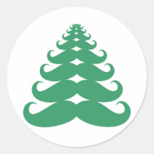 De Kerstboom van de snor Ronde Sticker