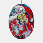 De KERSTMAN MET de Rode Robijn van de VIOOL Kerst Ornament