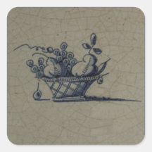 De klassieke Blauwe Tegel van Delft van de Antiqua Vierkante Stickers