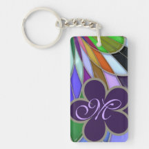 De Kleurrijke Abstracte Bloem met monogram van het Sleutelhanger