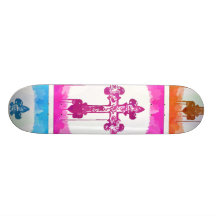 De kleurrijke Collage van het Pop-art van Kruisen  Skateboard Deck