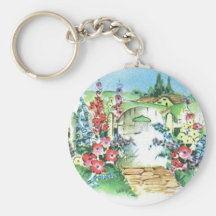 De kleurrijke Retro Tuin van de Bloem van het Land Sleutelhanger