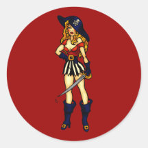 De Koningin van de piraat Ronde Stickers